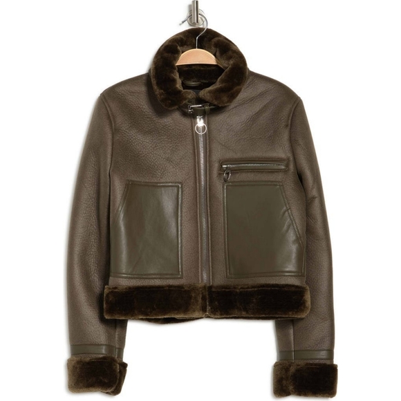 Faux leather cropped bomber jacket - Picture 6 of 8